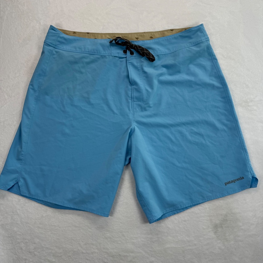 Patagonia Board Shorts Swim Trunks Recycled‎ Polyester Blue Mens Size 38 READ